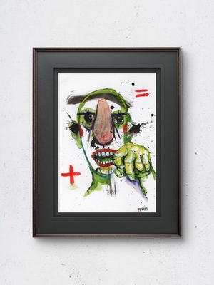 #ad Original Ink Portrait Painting A4 Mixed Media Neo Expressionism Signed COA #26 $75.00