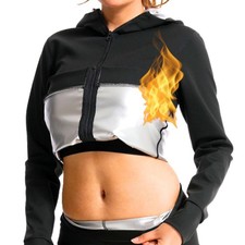 Sauna Jacket Top Weight Loss Sweat Suit Shirt Workout Exercise Women Girls Gym