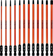 12Pcs Long Torx Bit Set 6-Inch (152mm), T7 to T40, Magnetic Security One Size 