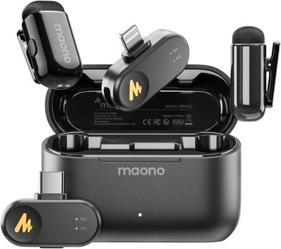 MAONO WAVE T1 Mini Microphone for iPhone Android PC Wireless USB-C & Lightning