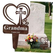 Grandma Memorial Grave Stake, Cemetery Decorations for Grave Rust-Grandma