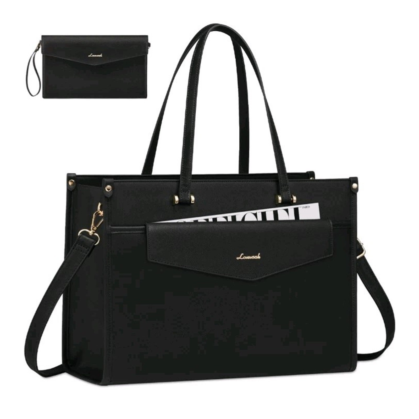 LOVEVOOK Laptop Tote Bag for Women 15.6 Inch Waterproof Leat