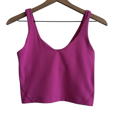 Lululemon Align Tank Top Crop Pink Sz 6 Light Support A/B Cup Nulu Stretch Yoga