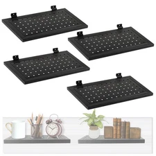 4 Pcs Slatwall Display Shelves, 13.8'' x 7.5'' Metal Brackets Rectangular Sla...
