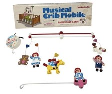 Vintage Knickerbocker Raggedy Ann  Andy Musical Crib Mobile No. 3750 Works