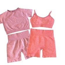 Activewear Workout Yoga 2 piece Outfits Seamless Lot of 2 Womens Small Pink Red