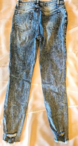 Tinseltown Acid Wash Distressed Skinny Jeans High Rise Ripped Raw Hem Size 5