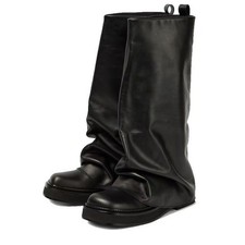 New Womens Casual Flat Round Toe Knee High Boots Metal Knight Boots Riding Boots