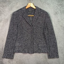 St. John Black Label Women's 12 Full Zip Textured Knit Blazer Wool Blend Jacket