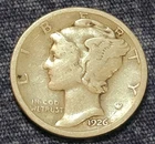 Antique 1926 Mercury Dime Silver 10¢ USA Coin