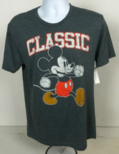 Disney T shirt Unisex Size M 38 Gray Classic Mickey Mouse Short Sleeves New