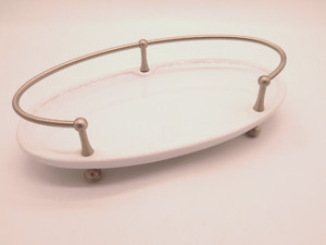 Ginger Circa Single Wall Tray / Porcelain & Satin Nickel-No hanging hardware