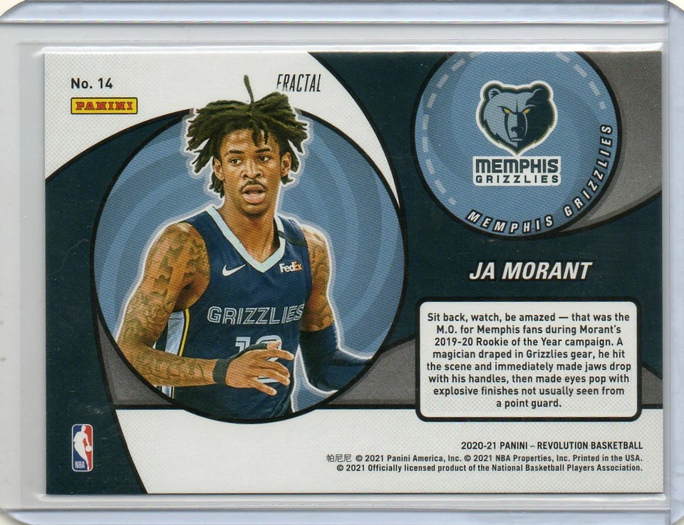 2020-21 Panini Revolution JA MORANT Vortex Fractal Parallel #14 GRIZZLIES - Image 2 of 2