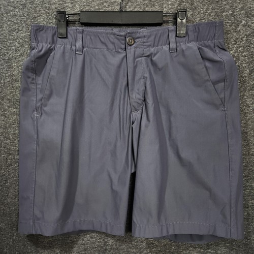 Under Armour Performance Shorts Men Sz 34 Grey Flat Front Heat Gear - Picture 2 of 12