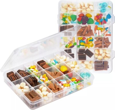 Organizer für Snacks Basteln Snackbox Behälter 18 Gitter klar Schmuck, Perlen