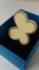 Cream Enamel Butterfly Adjustable Statement Ring SIZE 6 + UP!! — photo 6
