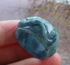 Video Certified Green Natural  A Jadeite Jade Fish Ruyi Ring NO.10 戒指 106686 TS