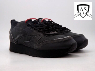 Reebok Classic Leather Ripple Trail Mens Size 4.5 Black Suede Shoes EG8708 NEW