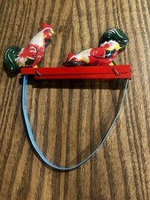 Vintage Tin/Litho Metal Rooster/Chicken Pecking-Hand Squeeze Toy  MM 059 