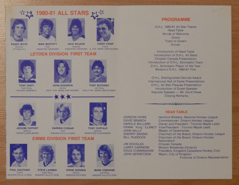 1981 OHL ALL STAR PROGRAM TERRY NÍTIDO LARMER TANTI RC AUTÓGRAFO POR Gordie Howe  Foto 2 de 4