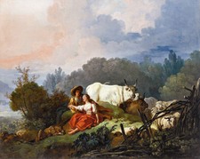 Fragonard Honore Landscape With A Shepherd And Shepherdess At Rest   Art  Canvas