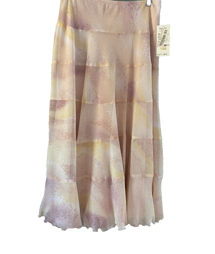 NWT Ruby Rd Petite Skirt Womens Size 6P Pastel Lined Elastic Waist Flowy Midi