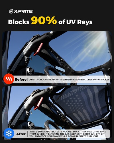 Sunshade Mesh Shade Top Cover for Jeep Wrangler 2018-2024 JL 4 door Front&Rear - Picture 3 of 9