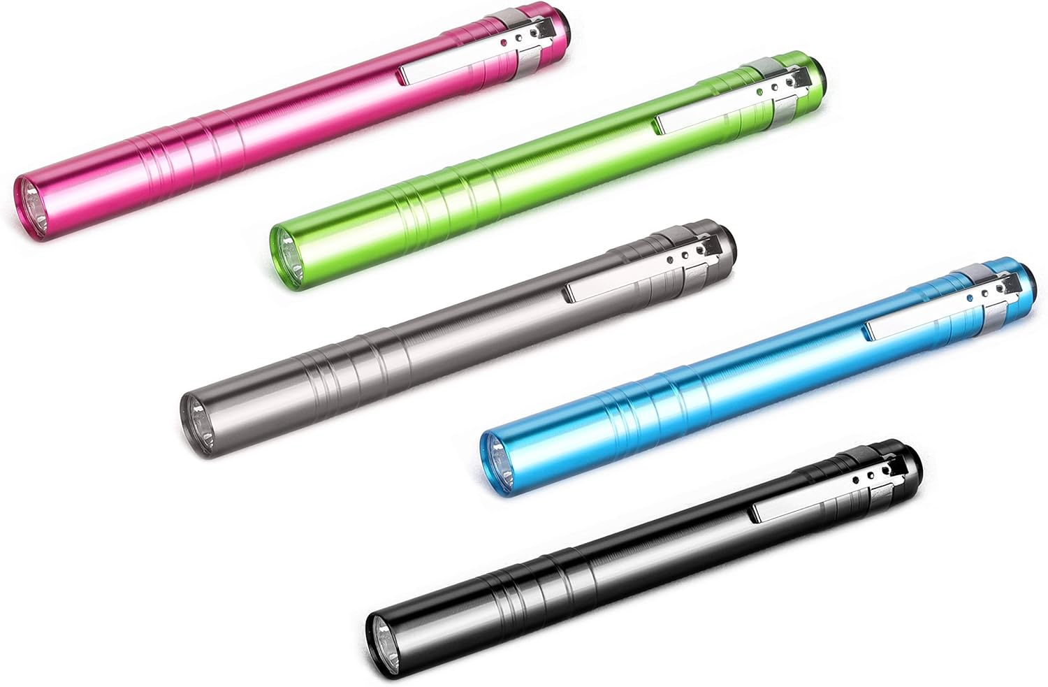 5-Pack Aluminum LED Penlights with 10 Pre-Installed Batteries  