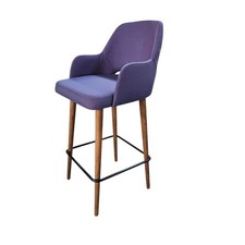 Barhocker Barstuhl Thekenstuhl Tresenhocker Holzgestell Webbezug in Violett