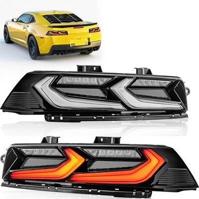 LED Tail Light L+R Pair C8 Style for 2014 2015 Chevrolet Chevy Camaro Clear Lens
