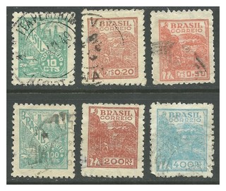 BRASIL 1941 1942 Motivos Locales JUEGO PARCIAL DE 6 USADOS