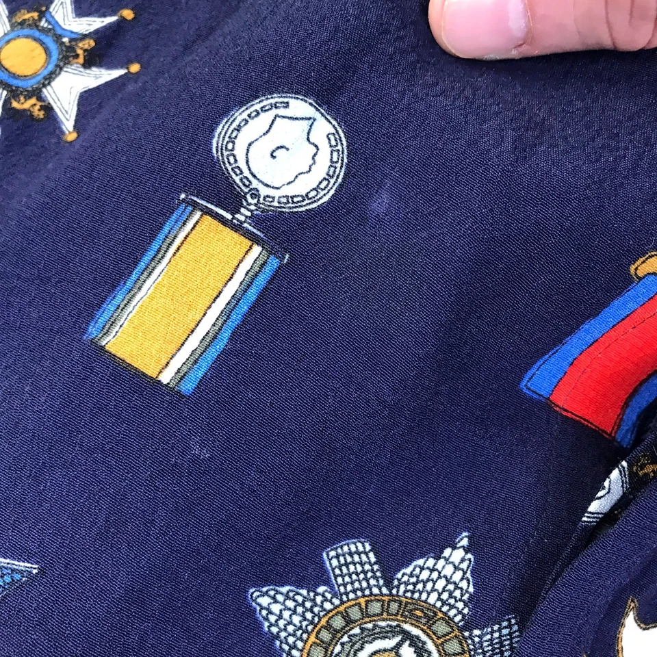 Boden Jessica Dress Womens UK 20 US 16 Navy Military Medal Print Button Shirt LS - Image 3 of 4