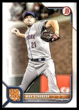Max Scherzer 2022 Bowman #91 New York Mets FREE SHIPPING AutographDen