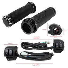For Harley Davidson 1" Handlebar Hand Grips with Switches Control Housing Black
