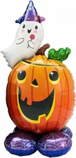 AirLoonz Pumpkin Ghost Balloon Air Fill 56” Foil Halloween Decoration Anagram