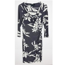 Lauren Ralph Lauren Faux Wrap Dress Size 4 Gray White Floral