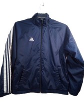 Adidas Vintage Track Jacket Men S Blue 3 White Stripes Full Zip Mesh Lined