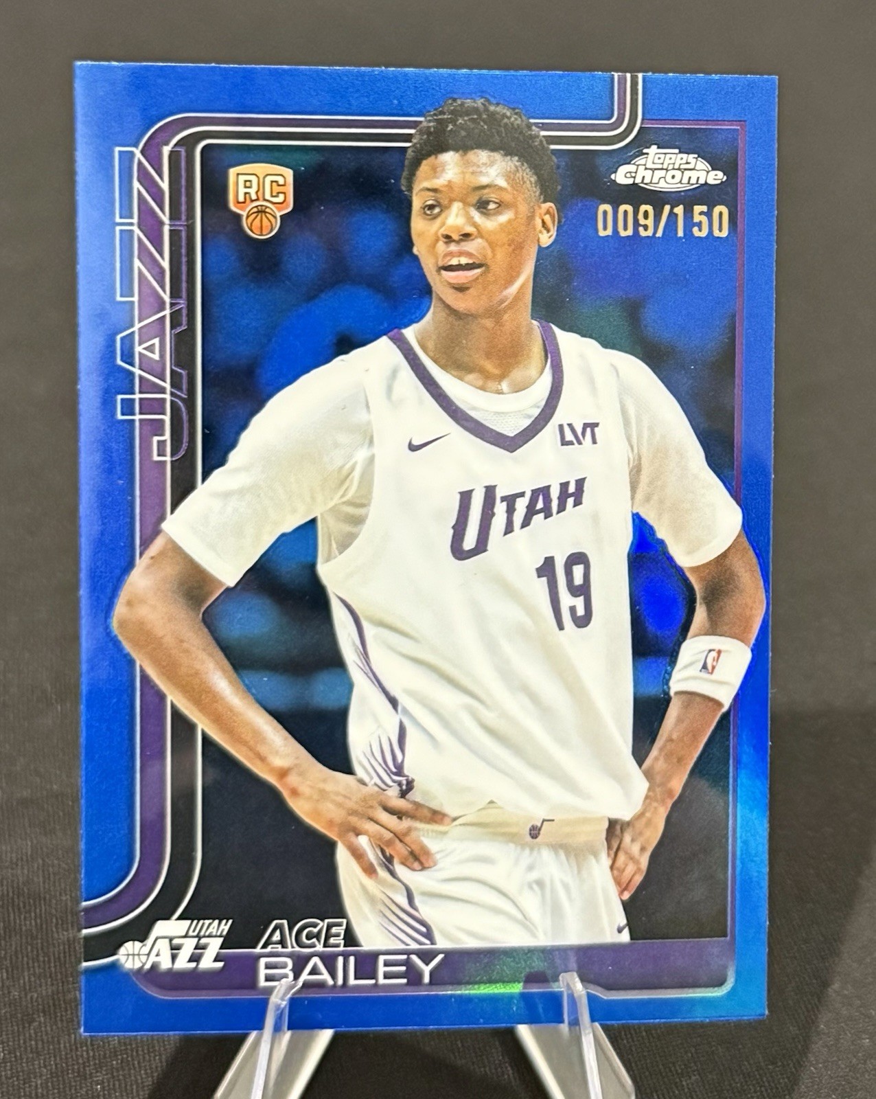 2025 Topps Chrome Ace Bailey True Blue Refractor /150 RC #255