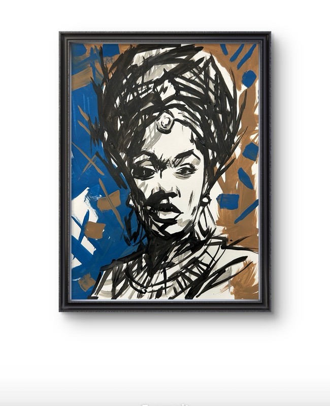 Original Abstract Black Woman Painting 14x11 paper Modern Wall Art Home Decor