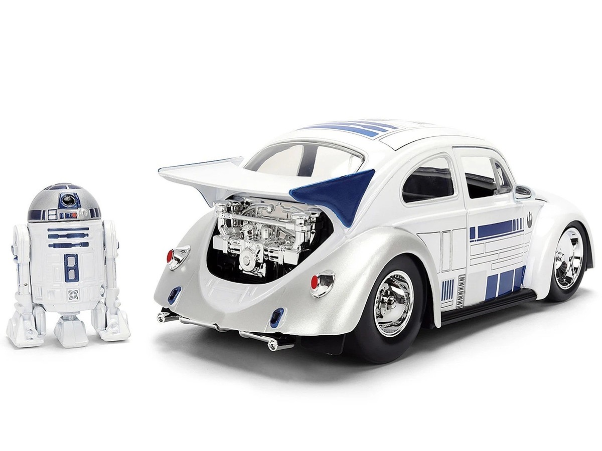 Jada 1:24 Star Wars R2-D2 and 1959 Volkswagen Drag Beetle White