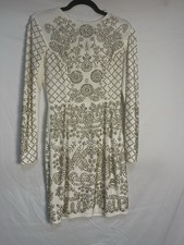 Xscape Ivory Beaded Rhinestone Mini Dress XS Long Sleeve Cocktail Holiday Party