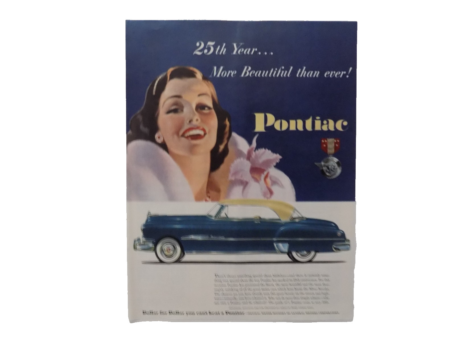 1951 PRINT AD PONTIAC 25TH YEAR MORE BEAUTIFUL THAN EVER