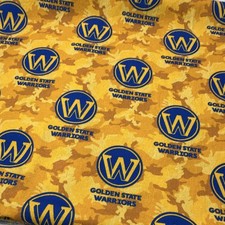 Camelot Fabrics NBA Golden State Warriors Camo Cotton Fabric Yellow Blue 1 yd.