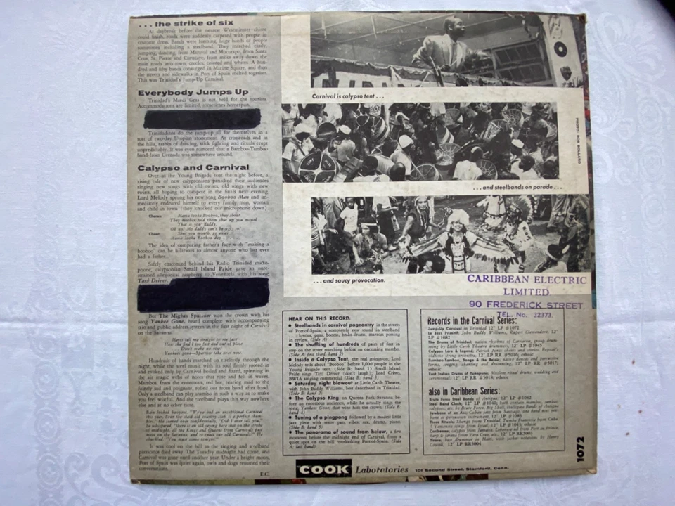 Cook Laboratories 1072 lp JUMP UP CARNIVAL IN TRINIDAD field recording - Image 4 of 4