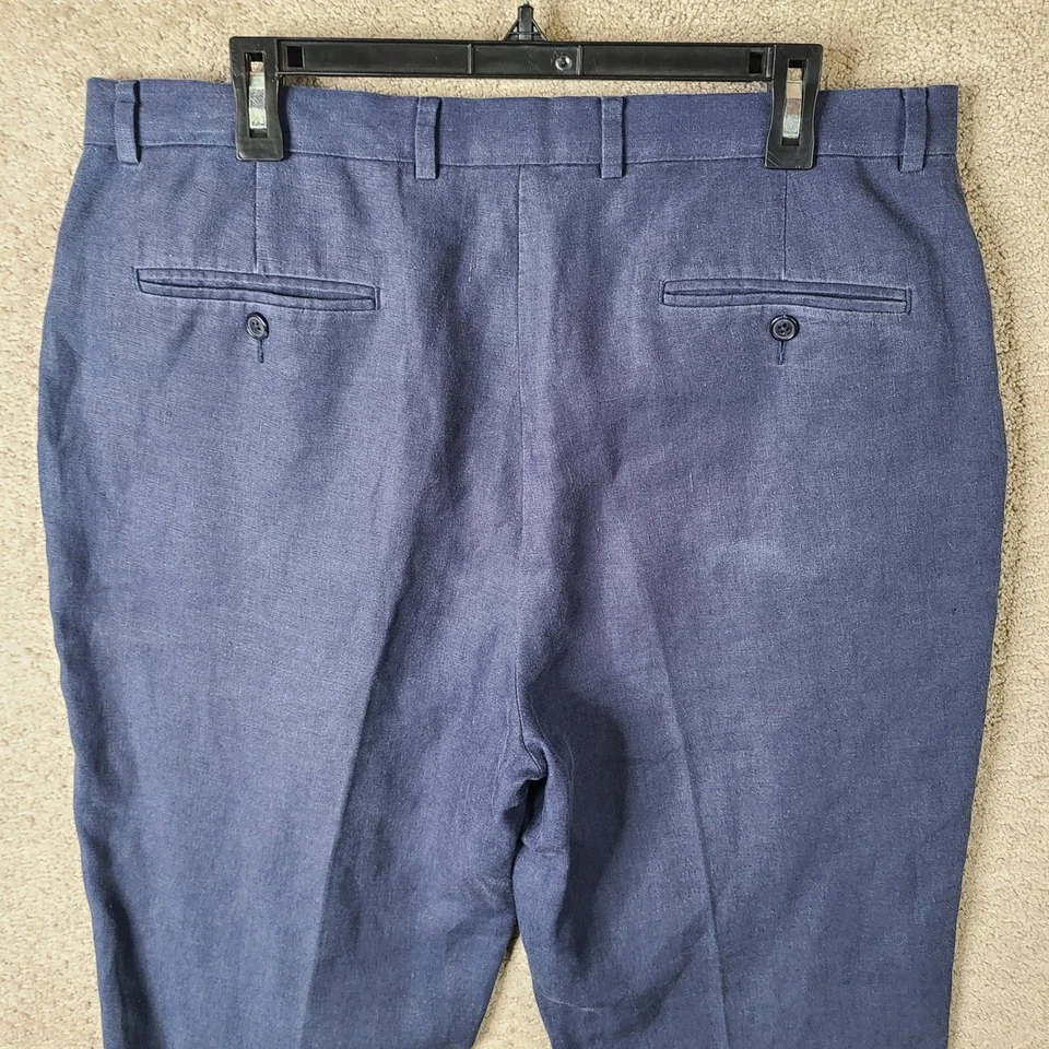 Daniel Cremieux Pants Mens 36x34 (36x31) Blue 100% Linen Signature Flat Front - Image 4 of 4