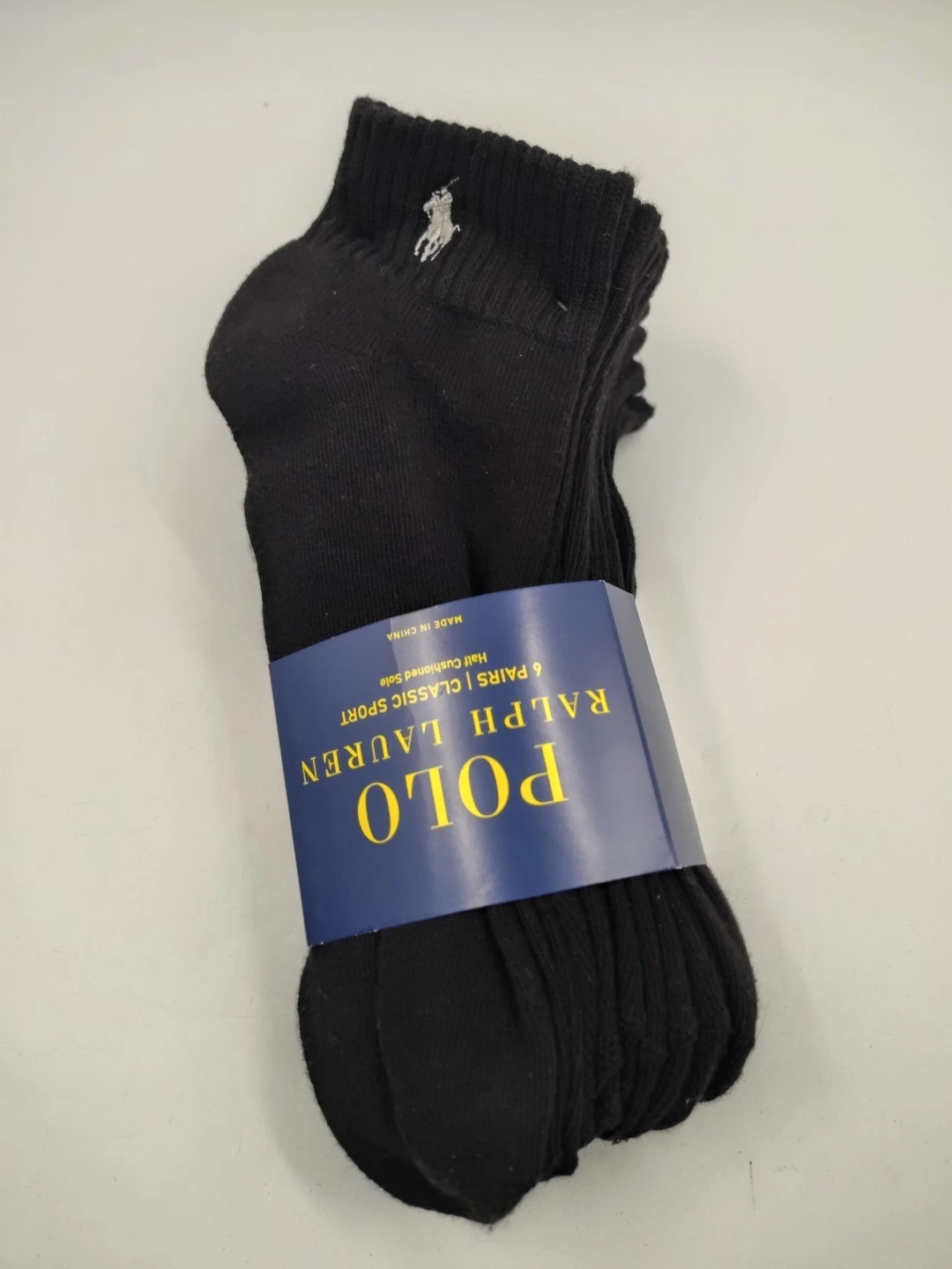 Polo Ralph Lauren Men's Classic Sport Half Cushioned Sole Socks 6 Pairs Black
