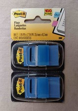 Post-it Flags, Blue, 1 x 1.7", Pack of 100, 680-BE2, NEW Sealed