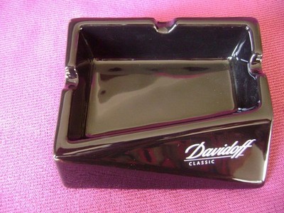 DAVIDOFF Zigaretten SCHWARZ PORZELLAN ASCHENBECHER ABSTRAKTES DESIGN 10x8cm Neu