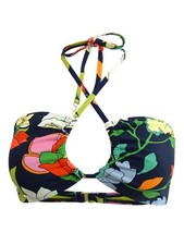 Kate Spade New York Women's Floral Bandeau Swim Top Swimsuit M, Blazer Blue 