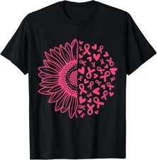 Breast Cancer Awareness Pink Ribbon Sunflower Unisex T-Shirt